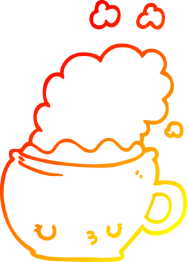 Bir insan tarafından çizilmiş bir kahve fincanının sıcak çizgi çizimi.