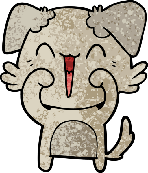 Bir insan tarafından çizilmiş küçük mutlu köpek çizgi filmi.