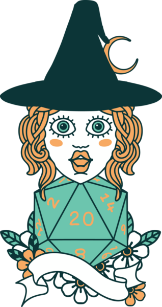 Retro Dövme Tarzı İnsan Büyücüsü Doğal 20 zar atışıyla Bir insan tarafından çizilmiş