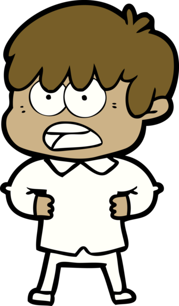 Bir insan tarafından çizilmiş endişeli çizgi film çocuğu.