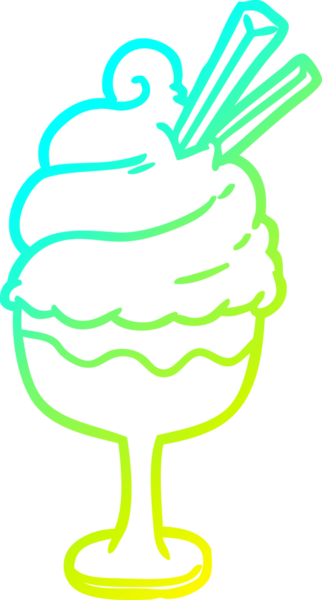 Bir insan tarafından çizilmiş dondurmanın soğuk gradyan çizgisi.