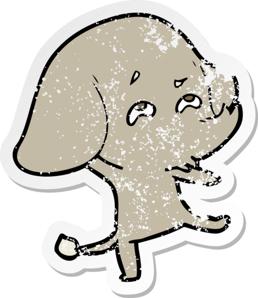 Bir insan tarafından çizilmiş karikatür filinin sıkıntılı çıkartması