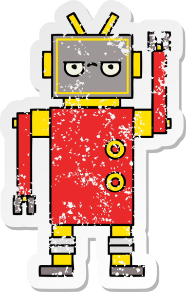 Bir insan tarafından çizilmiş rahatsız edilmiş sevimli bir çizgi filmin sıkıntılı çıkartması.