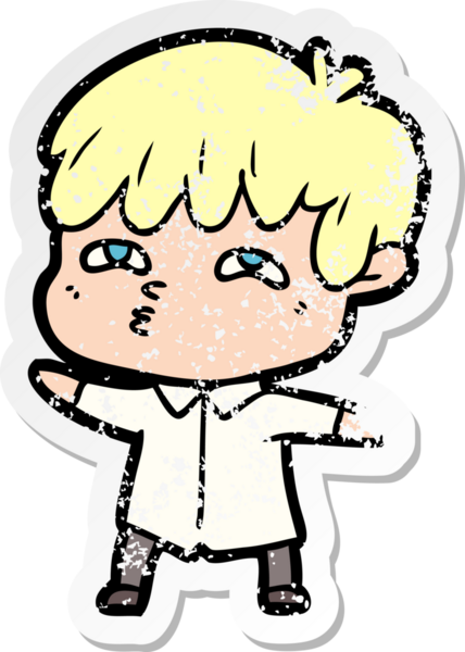 Bir insan tarafından çizilmiş garip bir adamın sıkıntılı çıkartması.