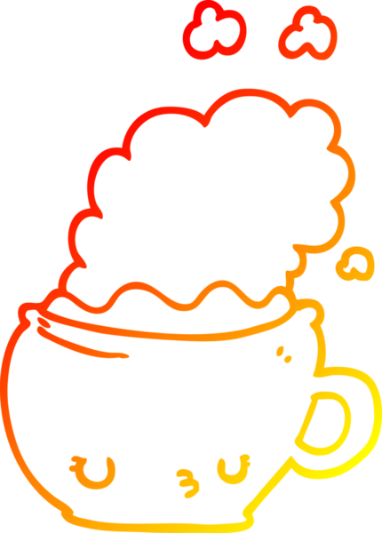 Bir insan tarafından çizilmiş bir kahve fincanının sıcak çizgi çizimi.