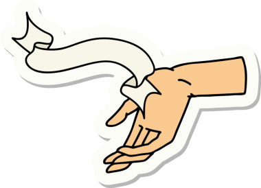 Bir insan tarafından çizilmiş el pankartıyla dövme stili çıkartması