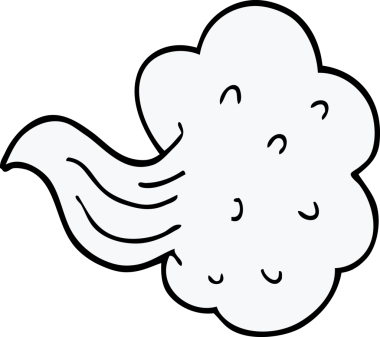 Bir insan tarafından çizilmiş karikatür rüzgarı.