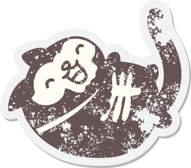 Bir insan tarafından çizilmiş cadılar bayramı kedi grunge çıkartması.