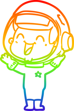 gökkuşağı gradyan çizimi mutlu bir çizgi astronot çizimi bir insan tarafından çizildi