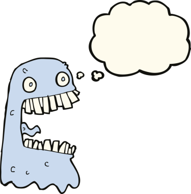 Düşünce baloncuğu bir insan tarafından çizilmiş iğrenç bir hayalet.