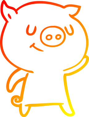 Bir insan tarafından çizilmiş mutlu çizgi film domuzu çizimi.