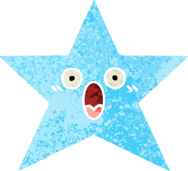 Bir insan tarafından çizilmiş yıldız balığının retro çizim tarzı karikatürü