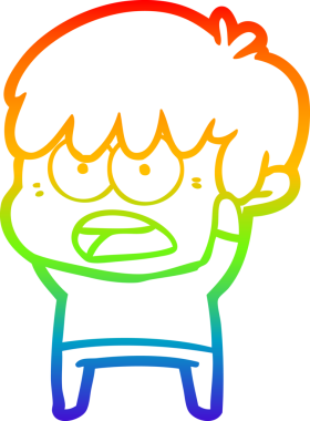 Bir insan tarafından çizilmiş endişeli bir çizgi film çocuğunun çizimi.