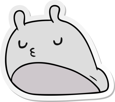 Etiket çizimi, kawaii şişman sümüklü böcek bir insan tarafından çizilmiş.