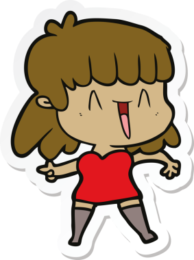 Bir insan tarafından çizilmiş bir karikatür kadının çıkartması.