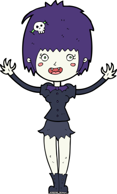 Bir insan tarafından çizilmiş vampir kız çizgi filmi.