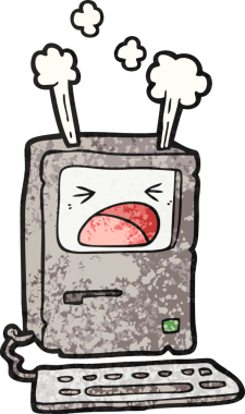 Bir insan tarafından çizilmiş aşırı ısınma bilgisayarı.