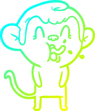 Bir insan tarafından çizilmiş çılgın bir çizgi film maymunu çizimi