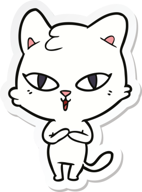 Bir insan tarafından çizilmiş çizgi film kedisinin çıkartması.