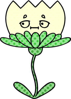 Bir insan tarafından çizilmiş bir çiçeğin karikatürü.