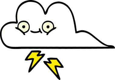 Bir insan tarafından çizilmiş bir gök gürültüsü bulutu çizgi filmi.