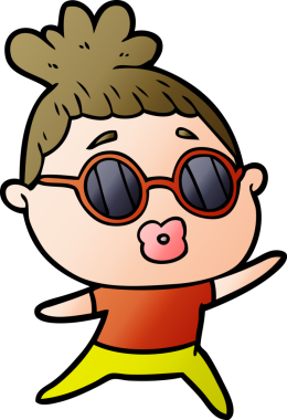 Bir insan tarafından çizilmiş güneş gözlüğü takan dans eden kadın.