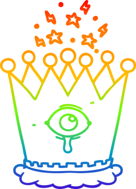 Gökkuşağı gradyan çizgi çizimi Bir insan tarafından çizilmiş sihirli taç
