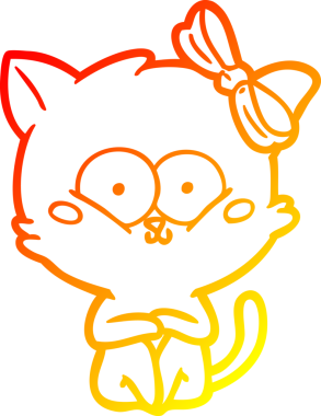 Bir insan tarafından çizilmiş çizgi film kedisinin sıcak çizgi çizimi