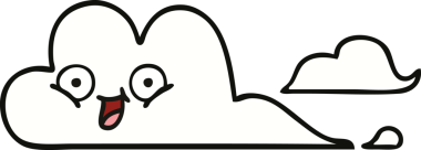 Bir insan tarafından çizilmiş mutlu bir bulutun sevimli karikatürü.