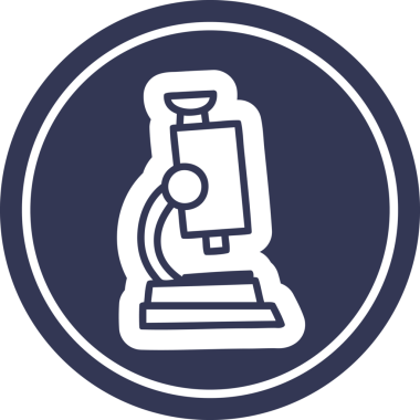 mikroskop ve bir insan tarafından çizilmiş dairesel simge