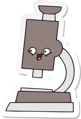 Bir insan tarafından çizilmiş şirin bir mikroskop etiketi.