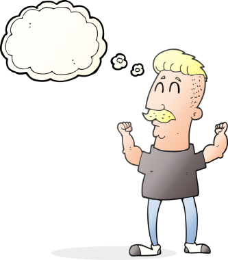 Bir insan tarafından çizilen serbest çizilmiş düşünce balonu karikatürü.