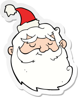 Bir insan tarafından çizilmiş Noel Baba çizgi filminin çıkartması.