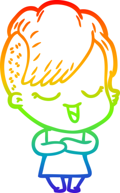 gökkuşağı gradyan çizimi mutlu bir çizgi film kızı bir insan tarafından çizildi