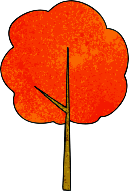 Bir insan tarafından çizilmiş tuhaf bir çizgi film ağacı.