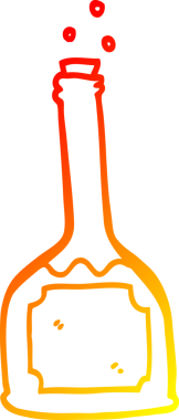 Bir insan tarafından çizilmiş kırmızı şarap şişesinin sıcak gradyan çizgisi