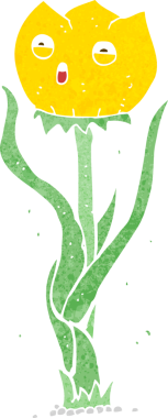 Bir insan tarafından çizilmiş karikatür çiçeği