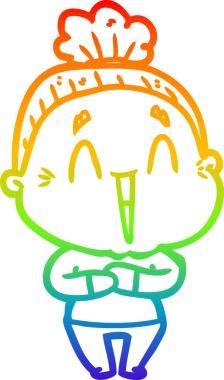 Gökkuşağı gradyan çizgi çizimi Bir insan tarafından çizilmiş mutlu yaşlı kadın