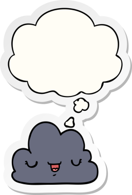 Düşünce baloncuklu şirin çizgi film bulutu insan tarafından çizilmiş bir çıkartma gibi.