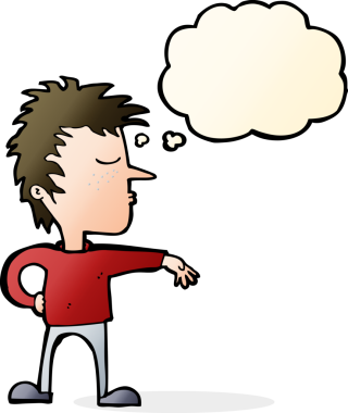 Karikatürist, bir insan tarafından çizilmiş düşünce baloncuğuyla kamp hareketi yapıyor.