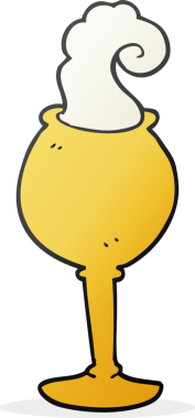 Bir insan tarafından çizilmiş el yazısıyla çizilmiş sihirli bir kadeh.