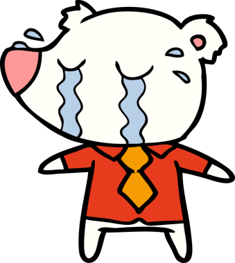 Bir insan tarafından çizilmiş üzgün küçük kutup ayısı çizgi filmi.