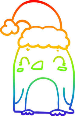 Gökkuşağı gradyan çizgisi Bir insan tarafından çizilmiş şirin bir noel pengueni