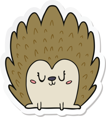 Bir insan tarafından çizilmiş şirin bir kirpi çıkartması.