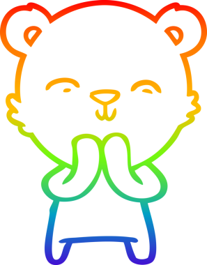 Bir insan tarafından çizilmiş mutlu bir kutup ayısının gökkuşağı gradyanı çizimi