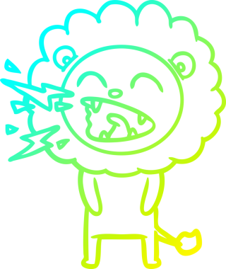 Bir insan tarafından çizilen kükreyen aslanın soğuk çizgi çizimi.