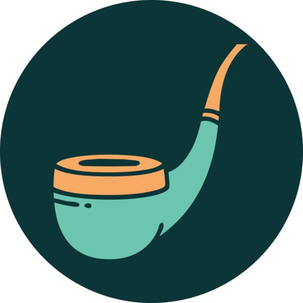 Bir insan tarafından çizilmiş sigara içen piposunun sembolik dövmesi.