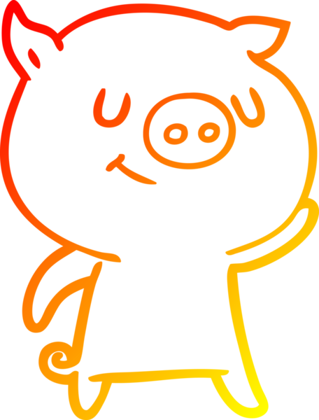 Bir insan tarafından çizilmiş mutlu çizgi film domuzu çizimi.