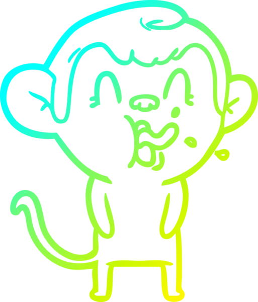 Bir insan tarafından çizilmiş çılgın bir çizgi film maymunu çizimi