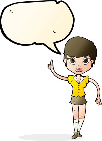 Bir insan tarafından çizilmiş konuşma baloncuğu fikri olan güzel bir kadın.